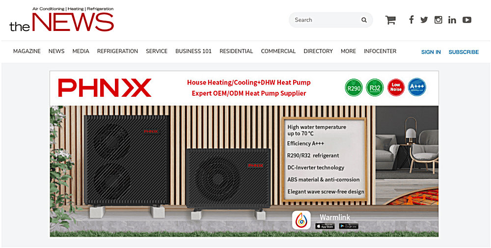 芬尼空氣能被歐洲暖通行業(yè)媒體TheNews頭版頭條重磅報(bào)道 芬尼空氣能被歐洲暖通行業(yè)媒體TheNews頭版頭條重磅報(bào)道